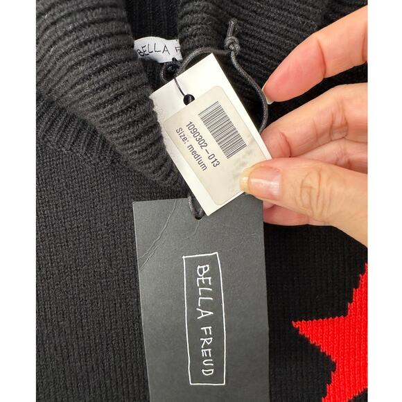 NWT Bella Freud Billie Jean Metallic Gold Stripe Turtleneck Sweater Black M - Picture 9 of 16